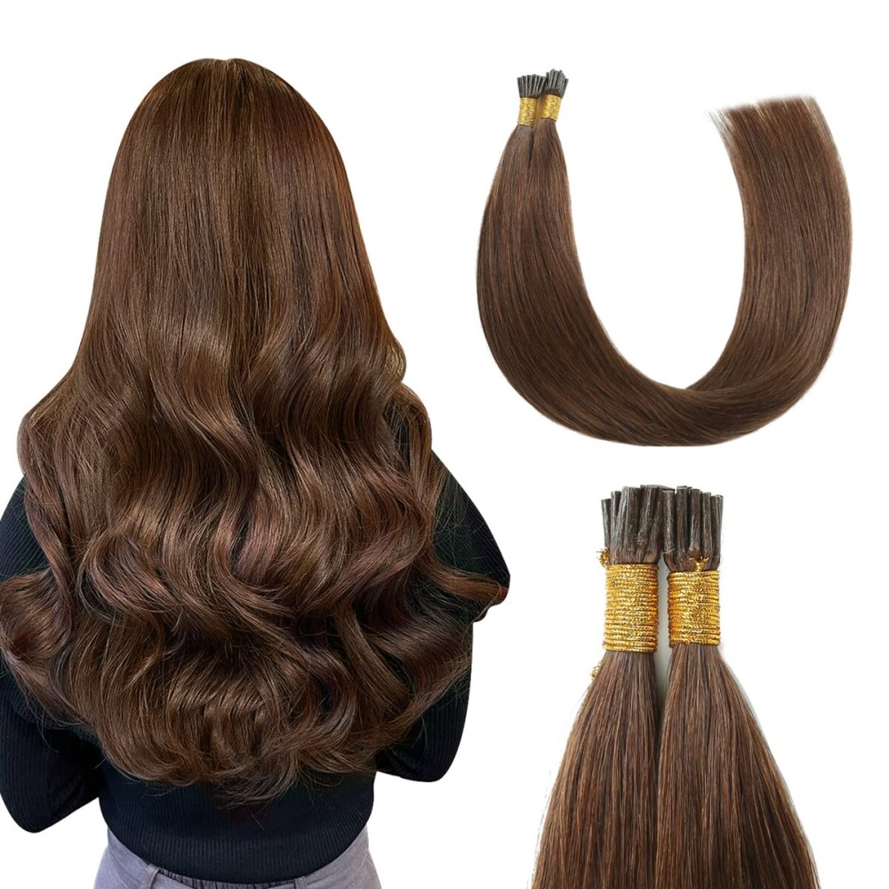 Sunya I Tip Hair Extensions Human Hair Chocolate Brown 16 Inch Itip Hair Extensions Human Hair Brown Human Hair 40g/50Strands