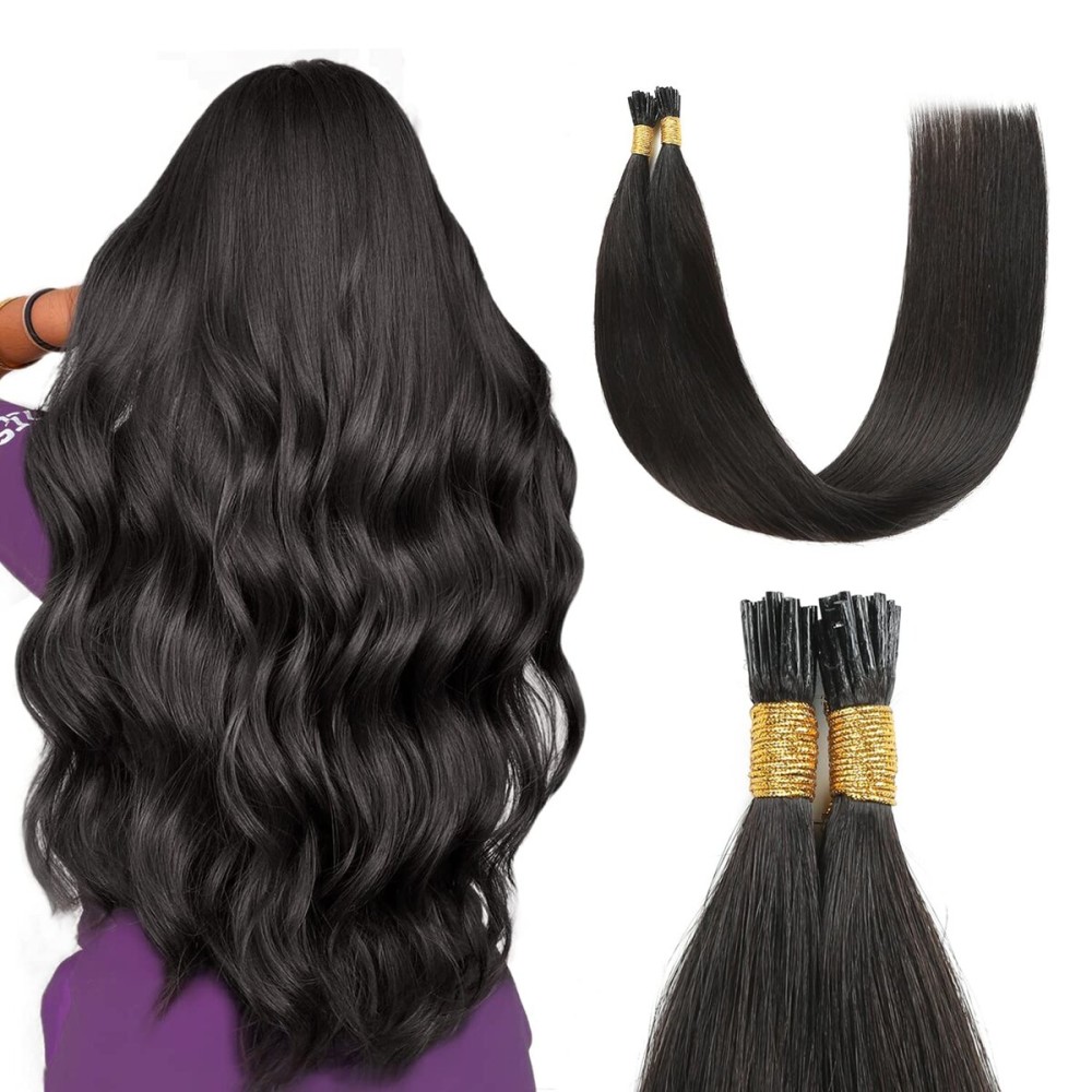 Sunya I Tip Hair Extensions Human Hair 16 Inch Itip Hair Extensions Human Hair Natural Black I Tip Hair Extensions Remy Itip Human Hair Extensions 40g/50Strands