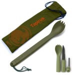 Tapirus Spork Tactical Green | BPA Free Spoon Fork, Stainless Steel Knife and Fire Starter | 3 in 1 multipurpose utensil | Outdoor hiking, camping & backpacking gear | Fit for MRE