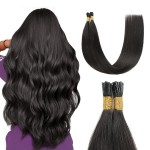 Sunya I Tip Hair Extensions Human Hair 18 Inch Natural Black I Tip Hair Extensions 40g/50Strands