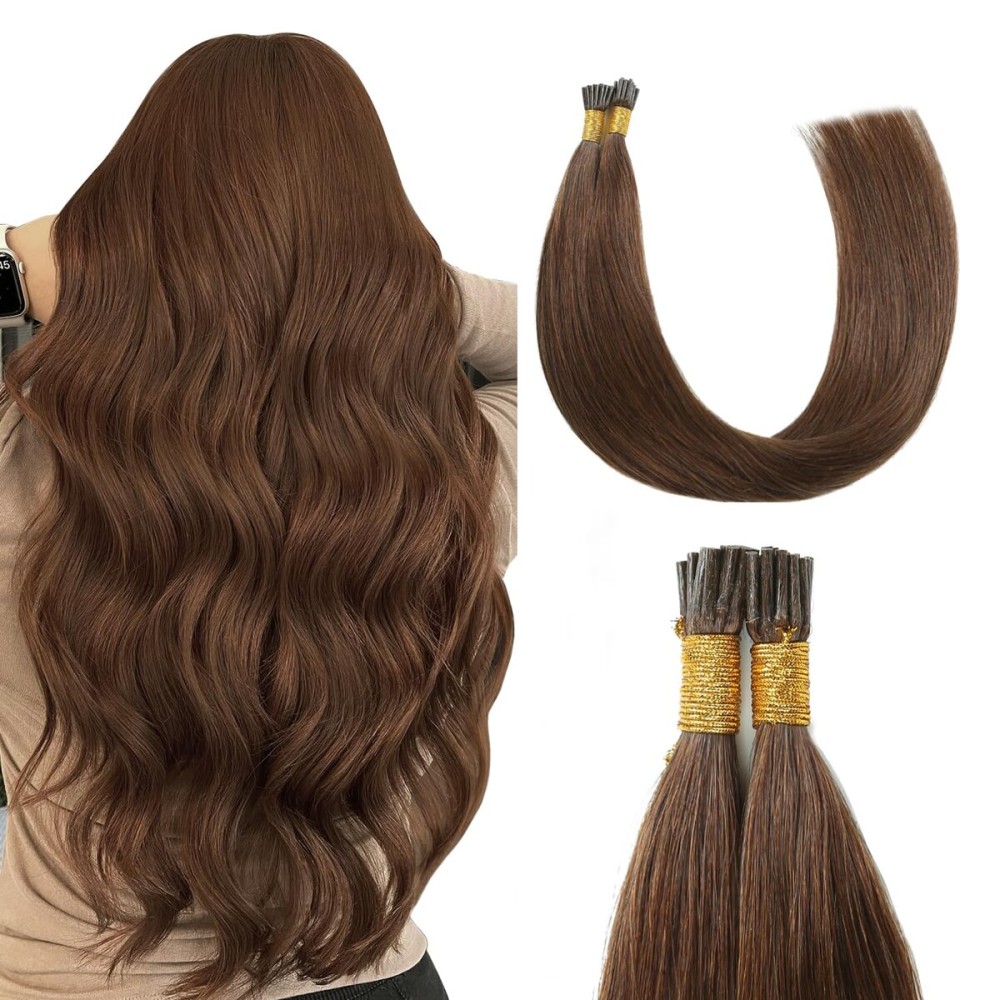 Sunya I Tip Hair Extensions Human Hair Chocolate Brown 18 Inch Itip Hair Extensions Human Hair Brown 40g/50Strands