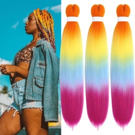 Rainbow Braiding Hair Pre stretched Synthetic Yaki Ez Braid Braiding Hair
