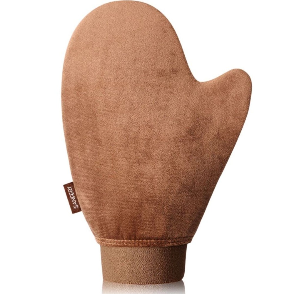 Self Tanner Mitt Applicator - US Patent Self Tanning Mitt with Elastic Cuff in Rich Brown Color. Velvet Soft Texture for Streak-Free Full Body Application, Perfect for Beach Vacation, Back,Legs