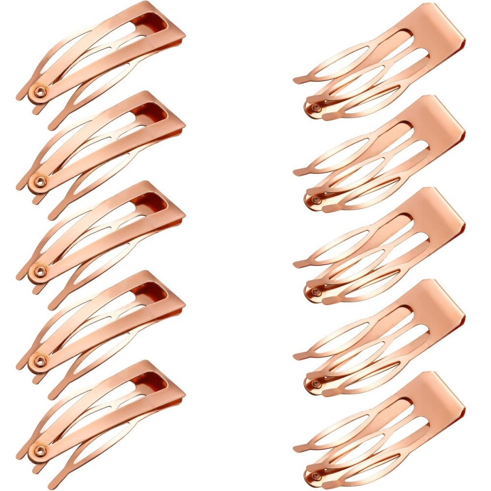 Chinco 24 Pcs Double Grip Hair Clips Metal Snap Clips Women Barrettes for Hair Making, Salon Supplies(Rose Gold,2 Inch)
