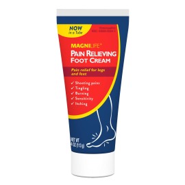 MagniLife Pain Relieving Foot Cream, 4 oz Tube, Soothing Relief for Soreness, Pain, Burning, Tingling, Itching or Sensitivity in Feet & Legs, Moisturizing & Hydrating Foot Cream, No Petroleum