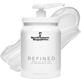 Gentlemen Republic 64oz Refined Men\'s Hair Gel - Professional Formula for 24 Hour Shine and Strong Hold, Humidity Resistant Styling Gel for hair W/Pump, 100% Alcohol-Free and Never Flakes, Made in USA