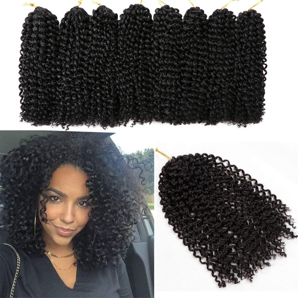 12 Inch Short Passion Twist Hair 8 Bundles Kinky Curly Marlybob Crochet Hair for Black Women (8Bundles12 Inch, 1B)