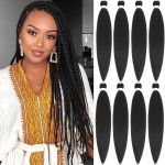 Alrence Pre Stretched Braiding Hair Long Braid 26 Inch 8 Packs Professional Braiding Hair Extensions Synthetic Crochet Twist Braids (26 Inch, 1B)