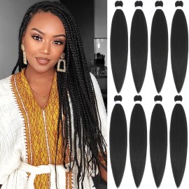 Alrence Pre Stretched Braiding Hair Long Braid 26 Inch 8 Packs Professional Braiding Hair Extensions Synthetic Crochet Twist Braids (26 Inch, 1B)