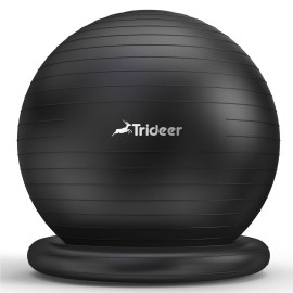 Trideer Exercise Ball for Office Desk, Yoga Ball Chair to Relieve Back Pain, Stability & Fitness Ball Seat with Base, Home Gym Core Workout, Abs, Stretching & Therapy