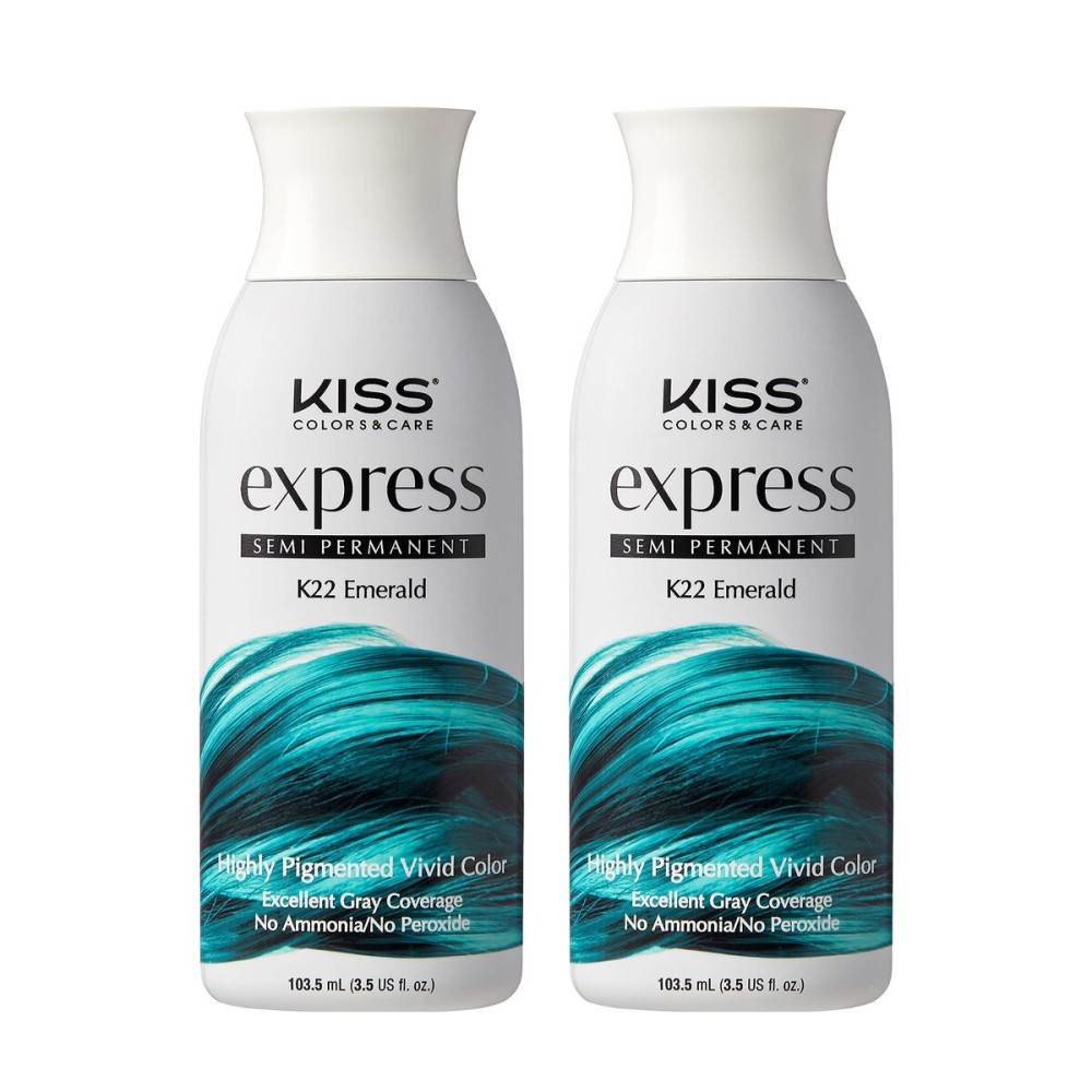 Kiss Express Semi-Permanent Hair Color 100mL (3.5 US fl.oz) (2 PACK, Emerald)