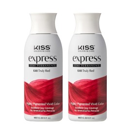 Kiss Express Semi-Permanent Hair Color 100mL (3.5 US fl.oz) (2 PACK, Truly Red)