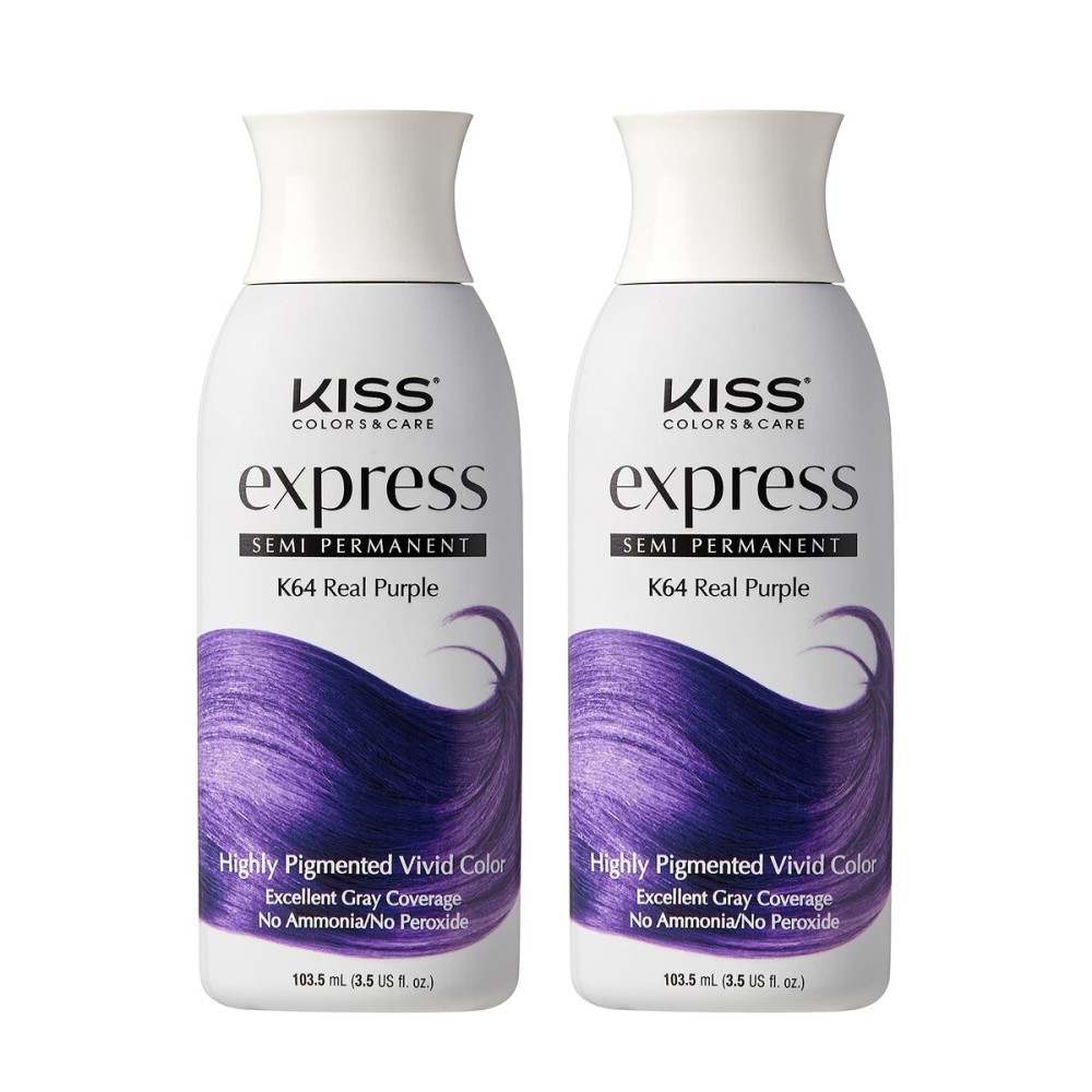 Kiss Express Semi-Permanent Hair Color 100mL (3.5 US fl.oz) (2 PACK, Real Purple)