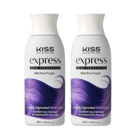 Kiss Express Semi-Permanent Hair Color 100mL (3.5 US fl.oz) (2 PACK, Real Purple)