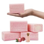 Australian Botanical Soap Pink Lychee with Pawpaw Extract 6.6 oz Luxury Soap Bars Enriched with Shea Butter, Sutiable for Men, Women and All Skin Types, Pack of 4