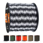WEREWOLVES 650lb Paracord/Parachute Cord - 9 Strand Paracord Rope - 100\', 200\' Spools of Parachute Cord, Type III Paracord for Camping, Survival (Black White Camo, 100 Feet)
