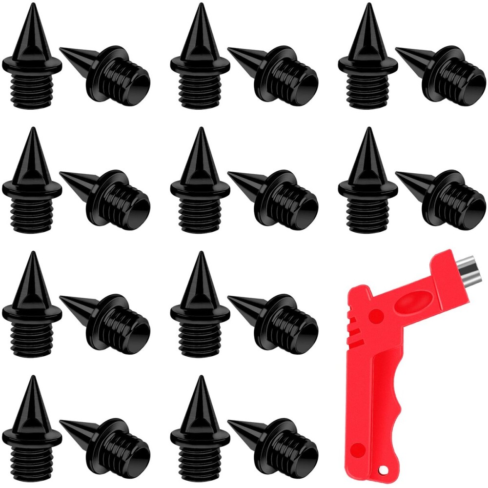 AUGSUN 20pcs 1/4inch Steel Hard Track Cross Country Spikes with Spike Wrench, Replacement Spikes for Sprint Sports Short Running Shoes