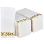 200 Pack Guest Towels Disposable Bathroom, Soft and Disposable Hand Towels, Decorative Bathroom Napkins for Party,Dinners, Wedding, Thanksgiving, Gold