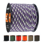 WEREWOLVES 650lb Paracord/Parachute Cord - 9 Strand Paracord Rope - 100\', 200\' Spools of Parachute Cord, Type III Paracord for Camping, Survival (Purple Mix, 100 Feet)
