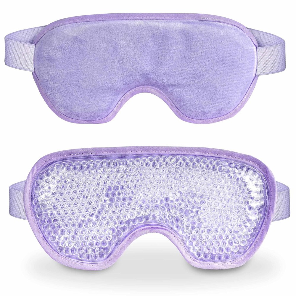Cooling Eye Mask with Gel Bead, Reusable Cold Compress Ice Pack Sleeping Eye Cooling Pads for After Eyelid Surgery, Puffiness, Puffy Eyes, Headache, Migraine Relief Purple