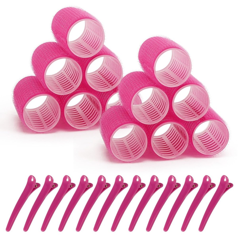 Hair Rollers, 12 Pack Self Grip Salon Hairdressing Curlers, DIY Curly Hairstyle,Colors May Vary (Medium PLUS)