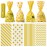 Aneco 100 Pack Gold Cellophane Bags 10.6 x 5.1 Inch Plastic Candy Bags Gift Bag Goodie Bag with Twist Ties for Valentine, Birthday, Gift Cookie Snack Packing Party Favor Supplies