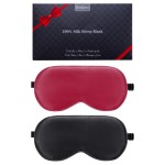 BeeVines 100% Real Mulberry Silk 2 Pack Sleep Mask, Pure Silk Eye Masks with Adjustable Strap for Sleeping, 100% Block Light Eye Shade Cover, Reduces Puffy Eyes Traveling Gifts(Black & Red)