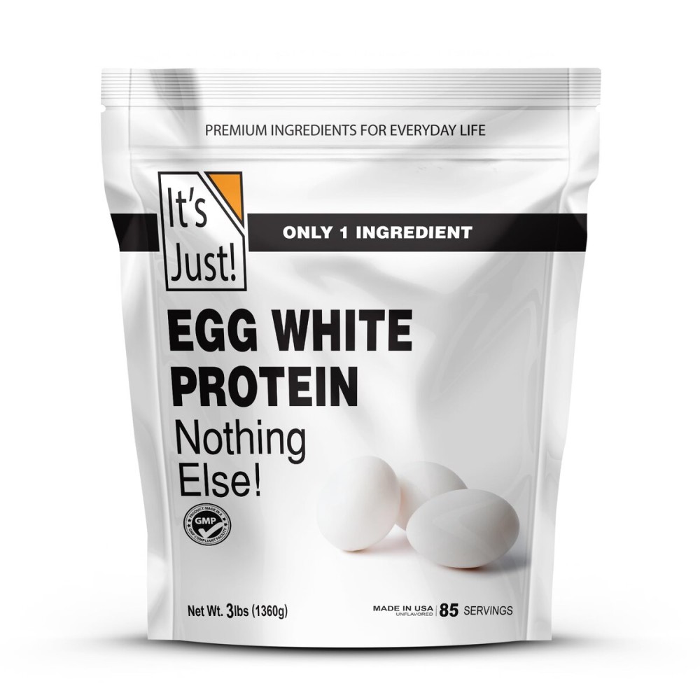 It\'s Just! - Egg White Protein Powder, Made in USA, Dried Egg Whites (Unflavored, 3lb)