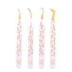 M LASH Tweezers for Eyelash Extensions (Set of 4) - Professional Lash Extension Tweezers - Fiber Tip, Japanese Steel, Diamond Grip Eyelash Extension Tweezer set (H-SET)