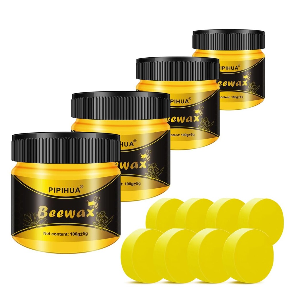 PIPIHUA Beeswax Polish and Conditioner for Wood Furniture - Waterproof & Restorer Wood Wax, Multipurpose Beeswax Furniture Polish and Cleaner for All Types and Colours(4100g with 8 Sponges)
