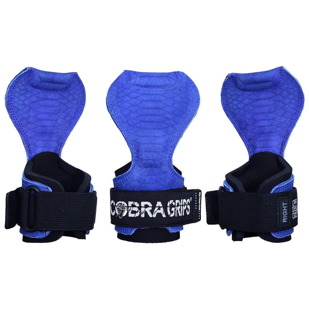 Cobra Grips PRO Weight Lifting Gloves Heavy Duty Straps Alternative Power Lifting Hooks Best for Deadlifts Adjustable Neoprene Padded Wrist Support Bodybuilding (PRO Blue Sway Leather)