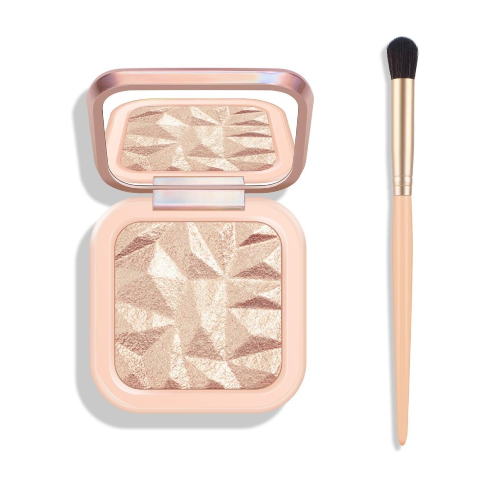 KYDA Face Highlighter Palette, High Glossy Face Illuminator Palette, Natural Glow Finish, Pearl Shimmer Smooth Baked Powder, Lasting Sparkling Champagne Highlighter Makeup-SUN GLOW