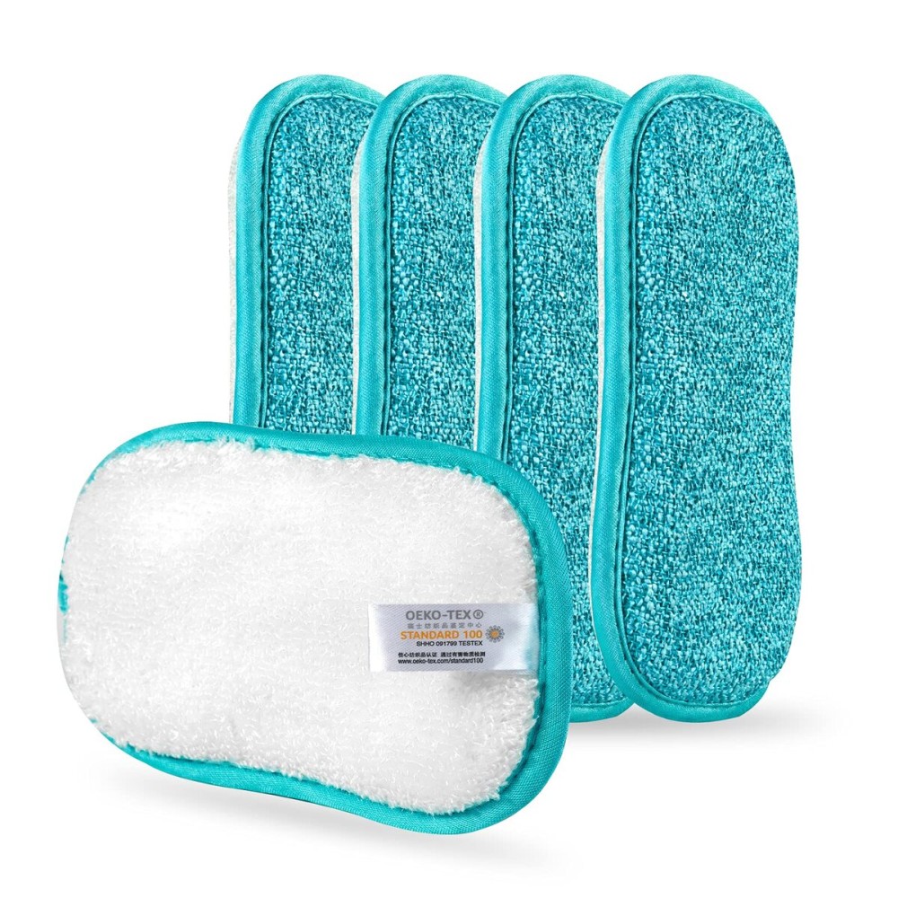 Kitchen Dish Sponge Scrubber Non Scratch, Dishcloth No Odor Reusable Washable Multipurpose Scrub Pads Sponges Heavy Duty for Dawn Dish Soap Cleaning of Sink Pans