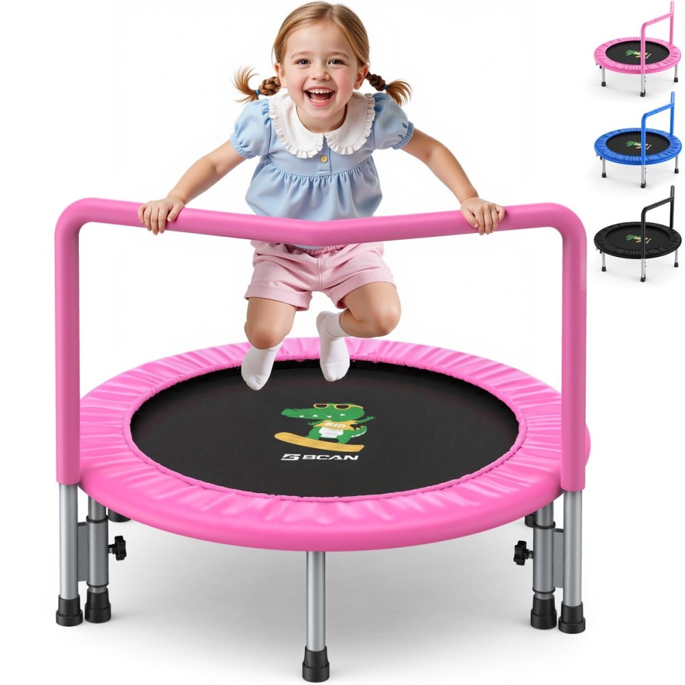 BCAN 36\'\' Toddler Trampoline, ASTM Certified - Kids Trampoline for Ages 1-6, Foam Handle & Safe Thickened Cover, Mini Trampolines for Kids Indoor, Easy to Assemble