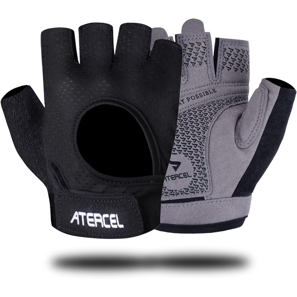 ATERCEL Weight Lifting Gloves Full Palm Protection, Workout Gloves for Gym, Cycling, Exercise, Breathable, Super Lightweight for Men and Women(Gray, L)
