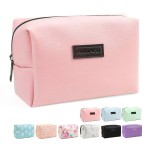 MAANGE Small Makeup Bag For Purse, Travel Cosmetic Bag Makeup Pouch PU Leather Portable Versatile Zipper Pouch For Women (Pink)