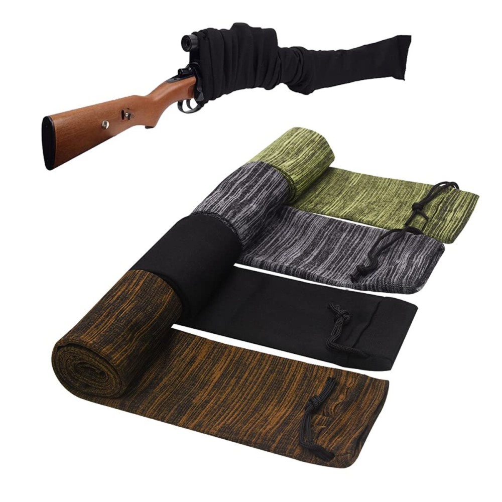 RUBY.Q Gun Socks, 4pcs Silicone Treated Gun Socks, 48  4in Knit Gun Socks, Flexible Design Knit Gun Hunting and Shooting Holder Socks for Rifles, Scopes, Pistol Grips & Tactical Accessories
