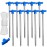 ABCCANOPY 11 Inch Tent Stakes 10 Pcs Non-Rust Metal Ground Anchors, Heavy Duty Spikes with 4 Ropes for Outdoor Camping, Blue