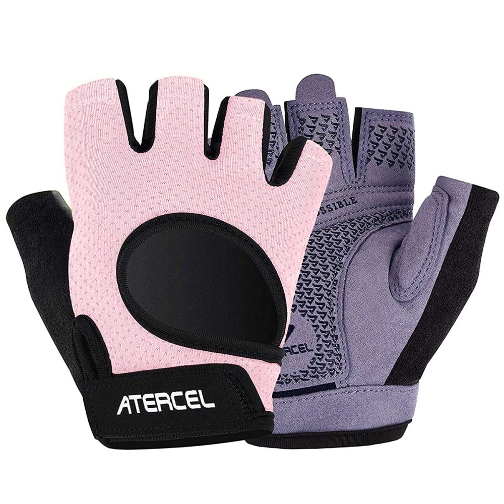 ATERCEL Weight Lifting Gloves Full Palm Protection, Workout Gloves for Gym, Cycling, Exercise, Breathable, Super Lightweight for Men and Women(Pink, L)