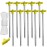 ABCCANOPY 11 Inch Tent Stakes 10 Pcs Non-Rust Metal Ground Anchors, Heavy Duty Spikes with 4 Ropes for Outdoor Camping, Yellow