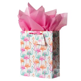 Bobobag 13 Large Gift Bag with Tissue Paper for Birthday gift bags, Wedding bags,Retail bag (Flamingo)