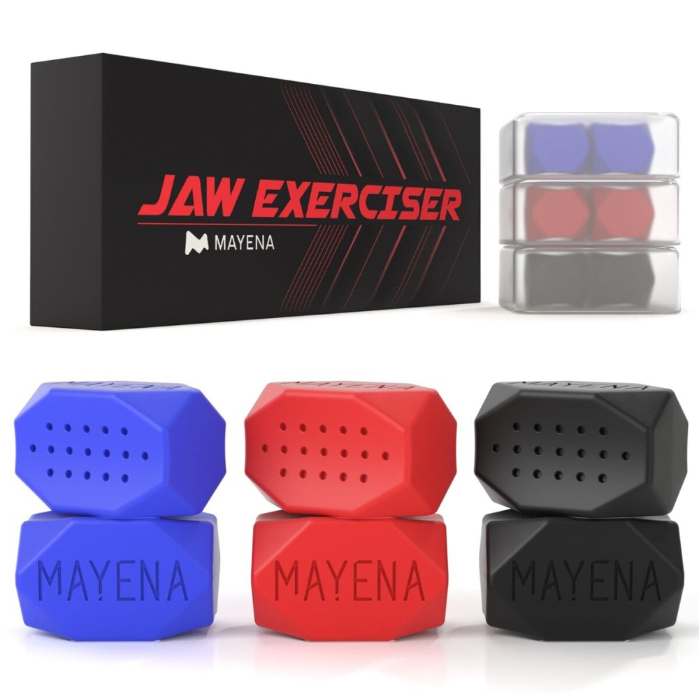 Mayena Jaw Exerciser Classic | Silicone Jawline Exerciser Set, 3 Resistance Levels (6 pcs) | Powerful Jaw Trainer & Jawline Shaper | Strengthens Facial Muscles & Defines Jawline