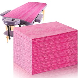 Tatuo 50 Pieces 31 x 70 Inches Plastic Bed Sheets Bed Cover Massage Table Sheet Waterproof Non-woven Fabric for Spa, Lash, Tattoo, Beauty Salon, Waxing, Hotels(Pink)