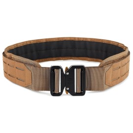 WOLF TACTICAL Molle Battle Belt - War Battle Tactical Gun Duty 2 Quick-Release Combat Belt (Small, Fde Tan)