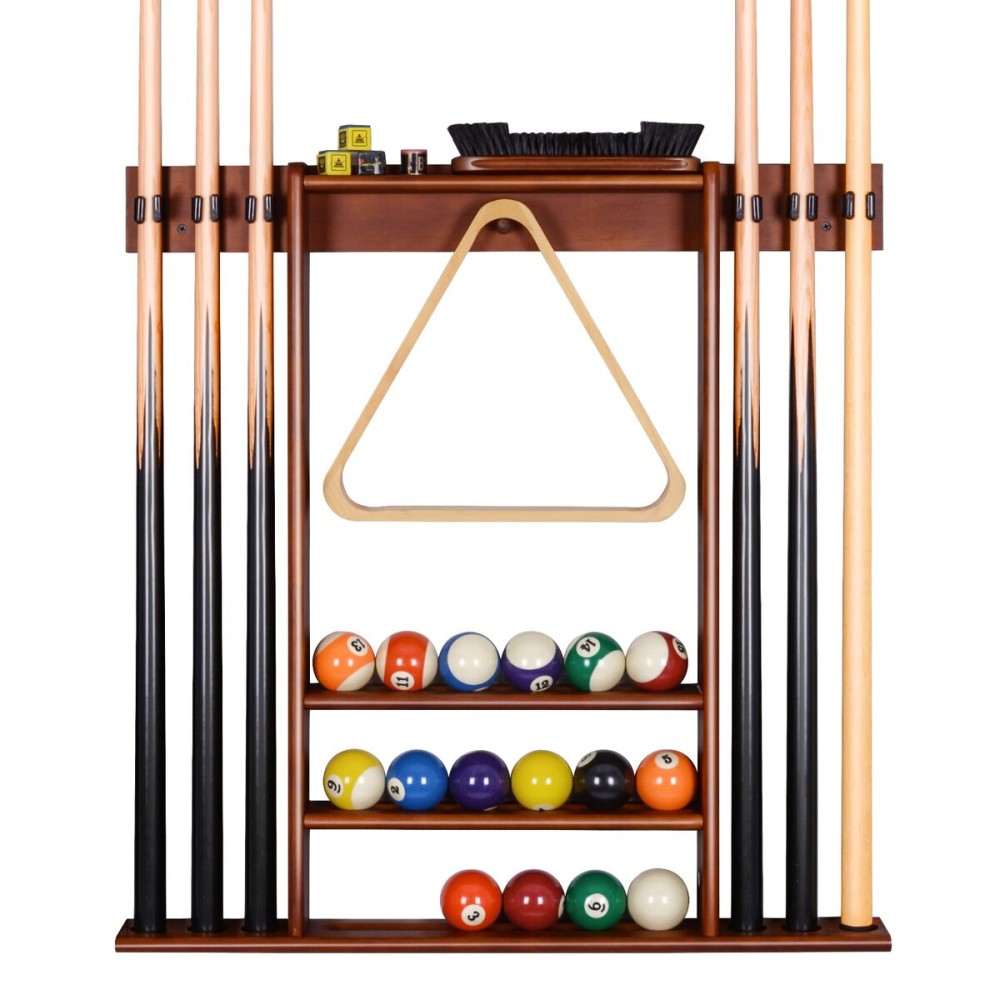 XCSOURCE Pool Cue Rack Only, Pool Stick Holder Wall Mount, 6 Pool Billiard Stick + Ball Set Pool Cue Holder, Pool Table Accessories for Billiard Room Man cave