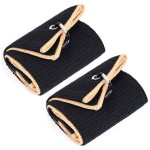 Mile High Life Tri-fold Golf Towel | Premium Microfiber Fabric | Waffle Pattern | with Heavy Duty Carabiner Clip | for Men and Women (2 Pack Black/Yellow)