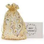 Jexila 100PCS Gold Organza Bags 4x6 inch with Drawstring Jewelry Gift Bags for Wedding Party Favor Pouches Christmas Small Mesh Bags (Gold)