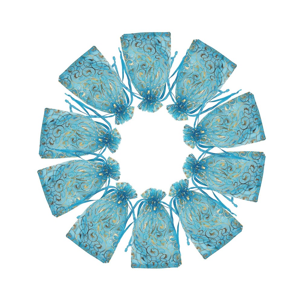 Jexila 100PCS Turquoise Organza Bags 4x6 inch Drawstring Jewelry Gift Bags for Wedding Party Favor Pouches Small Mesh Bags