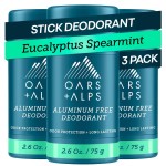 Oars + Alps Deodorant for Men & Women, Aluminum Free Deodorant for Men, Clean Ingredients, Vegan, Long Lasting, Odor Protection, Eucalyptus Spearmint, 3pk