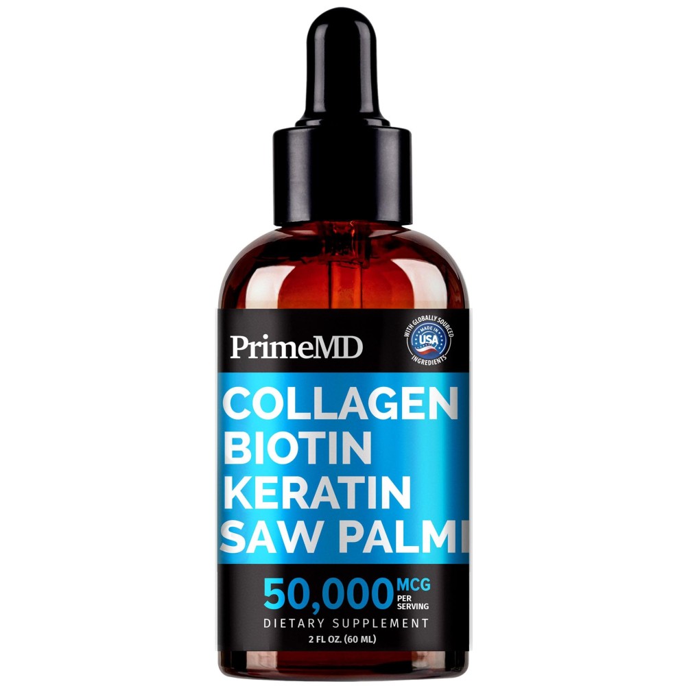 Liquid Collagen Peptides for Women - Serum Complex with Biotin Vitamin, Hydrolyzed Keratin Protein and Saw Palmetto - Comprehensive Formula for Hair, Skin, and Nails Wellness - 2fl oz (Pack of 1)